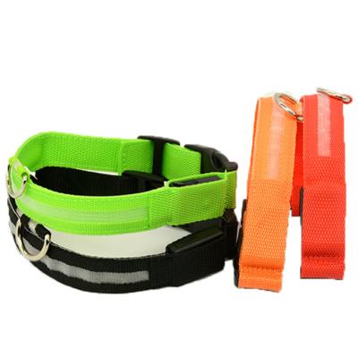 China Liaona USB Rechargeable LED Dog Collar Nylon LED Stocked Multicolor Charging Luminous Dog Collar for sale