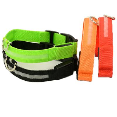 China Stored Pet Supplies USB Rechargeable LED Dog Collar In Night Safety LED Luminous Nylon Adjustable Dog Collar for sale