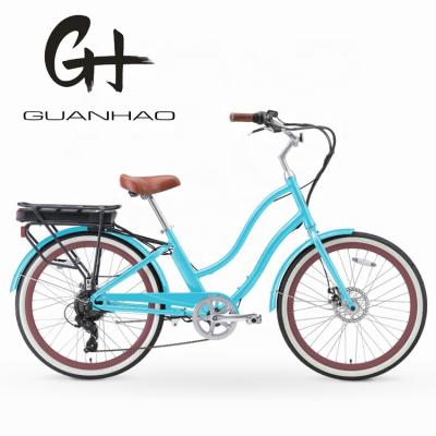 China Aluminum Alloy 26 Inch 500W Rear Rack Battery CE CPSC Beach Cruiser Bicycle For Electric Women Beach Cruiser Electric Bicycle for sale