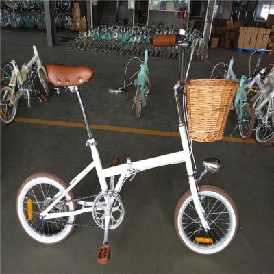 China Steel Folding Bike 16 Inch Adult Lightweight Folding Bicycle With Basket for sale