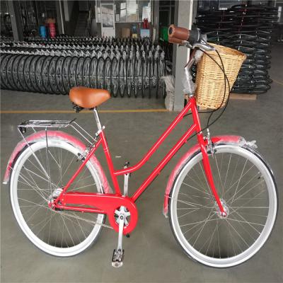 China red color 5 speed women's bike 5 speed comfort lady city cruiser urban bicycle with basket for sale