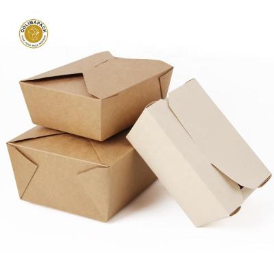 China Food Grade Biodegradable Kraft Paper Package Container Biodegradable Box For Hot Salad Fruit And Sushi for sale