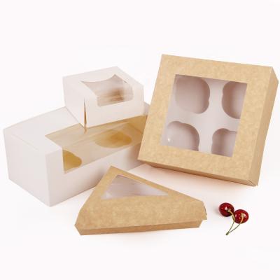 China Custom Wholesale Biodegradable Bakery Packaging Folding Cake Box With Clear Window for sale