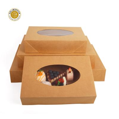 China Large Cartering Box Recycled Biodegradable Kraft Paper Corrugated Cake Box With PLA Window for sale