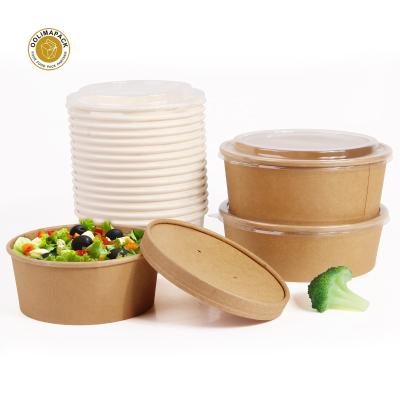 China Biodegradable Biodegradable Custom Logo Wrapping Paper Disposable Fast Food Salad Bowl With PLA Lid for sale