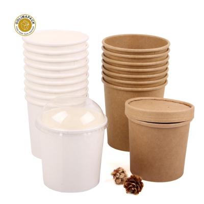 China Custom Printed Soup Cup Ice Cream Cup PLA Paper Soup Cup With Lid for sale