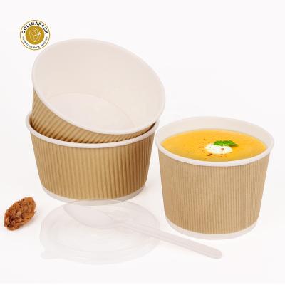 China Disposable Biodegradable Food Grade Take Away Hot Instant Soup/Rice/Noodle Bowl Paper Cup With Lid For Soup for sale