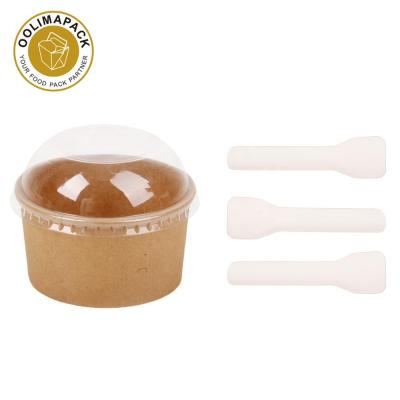 China Eco-friendly Food Grade PLA Custom Biodegradable Disposable Ice Cream Paper Cup With Clear Lid for sale