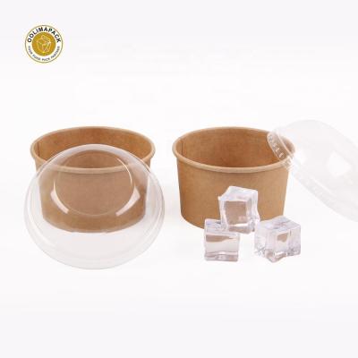 China High Quality Eco-friendly Biodegradable Disposable Kraft Paper And White Paper Ice Cream Packaging Yogurt Cups for sale