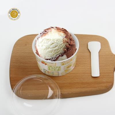 China Biodegradable Disposable Custom Packaging Dessert Ice Cream Yogurt Rolls Cup Containers With Lid for sale