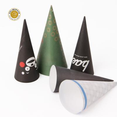 China Biodegradable Disposable Logo Printed Paper Ice Cream Cone Sleeve Conical Funnel For Ice Cream Dessert Cone Wrapping Paper for sale