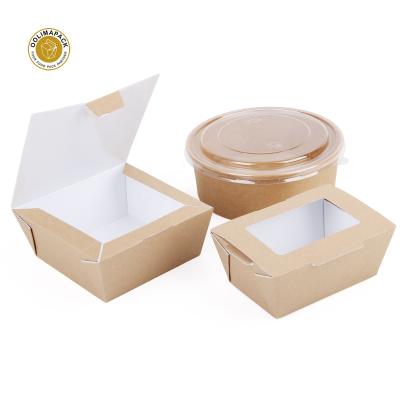 China Hot Sale Biodegradable Sushi Food Fast Food Package Restaurant Bento Wrapping Paper Corrugated Salad Box With Window for sale