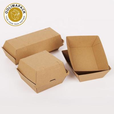 China Disposable Custom Sizes Corrugated Kraft Paper Box Food Packaging Hamburg for sale