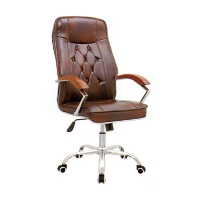 China Wooden White Office Leather Revolving Chair With Table Wood Desk for sale