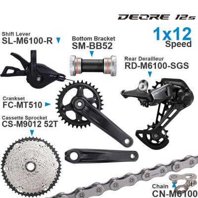 China ALLOY DEORE M6100 m6000 1x12 Bicycle Parts Groupset With Clutch Chain CRANKSET Bracket Cassette Rear Sprocket Groupset Set Kits for sale