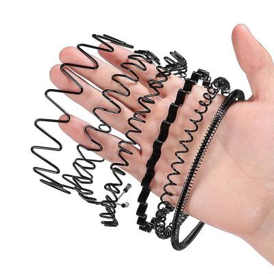 China Non-slip Metal Headband Spring Wavy Hair Band Unisex Hairband for Men Women Sport Hair Hoop Non-slip Headwear Hair Accessories X Beauty for sale