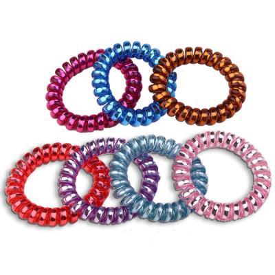 China Hair Care Spiral Hair Ties No Crease Candy Color Elastic Coil Hair Ties Ponytail Holders Hair Accessories for Women Girls for sale