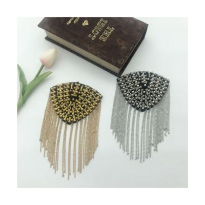 China Decoration hot sale color spring rod double with gold tassel heart and drill chain chain epaulette for sale