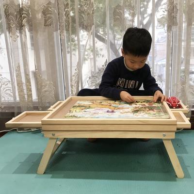 China DIY TOY Kids Jigsaw Sorting Table 4 Drawers Wooden Jigsaw Jigsaw Board Table Jigsaw Puzzle Table for sale