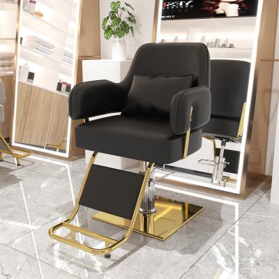 China Xingyi Modern Golden Barber Chair Stainless Steel Frame Chair Hair Salon Furniture At Low Prices for sale