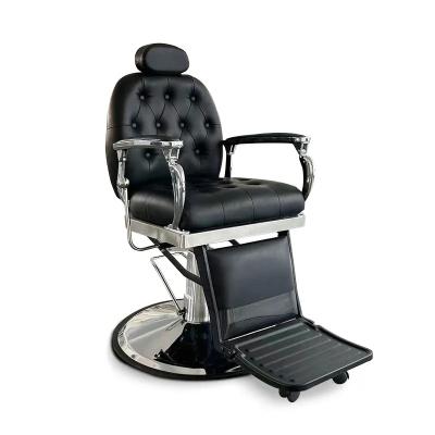 China Xingyi Modern Antique Black Beauty Salon Hydraulic Extended Barber Chair Vintage Salon Hair Shop Styling Barber Chair For Sales for sale