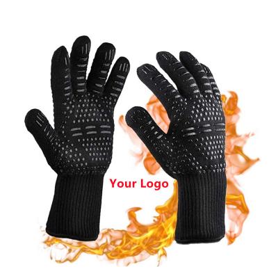 China Aramid BBQ Glove Oven Mitts Gloves Extreme Heat Resistant Silicone BBQ Glove Customized X/Y Dotted Polybag Supplied for sale