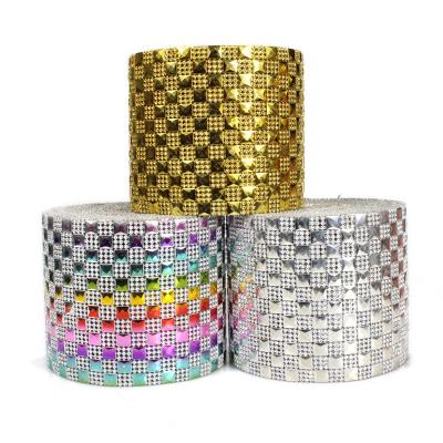 China Square Diamond Mesh Wrap Roll Faux Rhinestone Shiny Crystal Mesh Ribbon Roll of Flatback 10*10 for sale