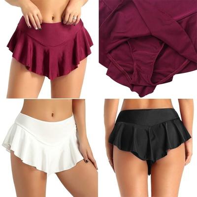 China Sexy Breathable Mini Skirt Panties Women Micro Mini Skirt Dance Clubwear Metallic pleated shorts border 3 colors for sale