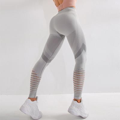 China Breathable Seamless Fitness Women Waist Push Up Patchwork Top Gaiters Hollow Out Spandex Legging Femme Leggings Feminina Casual for sale