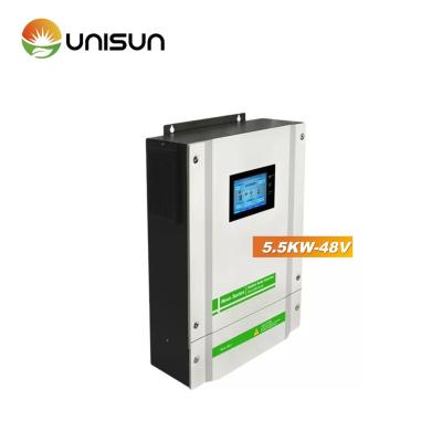 China 5.5kw 48v solar power system home Unisun renewable product solar inverter with MPPT controller single phase hyrid solar inverter with CE TUV for sale