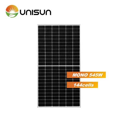 China High Performance 535w 540w 550w 555w Solar Panels Tier 1 Unisun Brand 545w Half Cells Commercial Solar PV Modules For Power System for sale