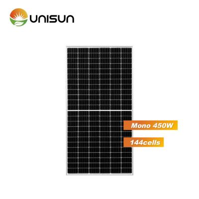 China High quality commercial hot sale Unisun half-cut 450w 166mm mono solar panels 440w 4445w 455w 460w photovoltaic panels manufacturers for sale