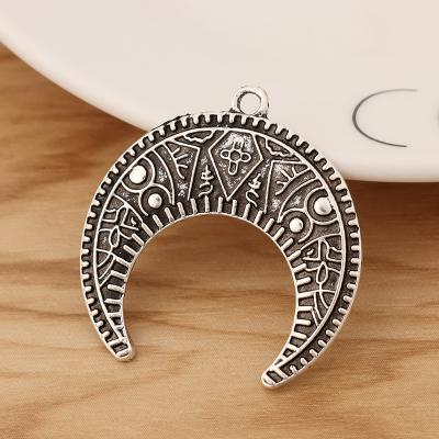 China FASHIONABLE Tibetan Silver Crescent Moon Double Horn Charms Pendants for Necklace Earring Making Accessories for sale