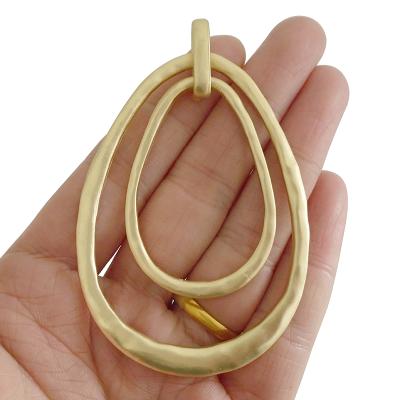 China TRENDY Large Open Circles Matt Gold Boho 2 Pendant Charms for Necklace Jewelry Making Accessories 80x52mm for sale