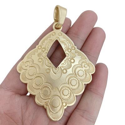 China Large Square Matt Gold TRENDY Fashion Boho Pendant Charms for Necklace Jewelry Making Accessories 80x55mm for sale