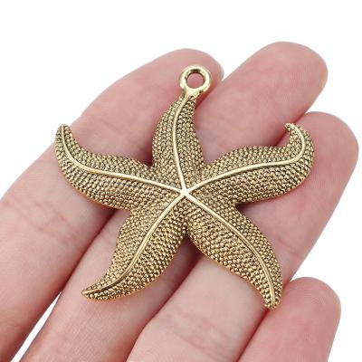 China TRENDY Antique Gold Large Starfish Starfish Charms Pendants For Necklace Jewelry Making Accessories 49x47mm for sale