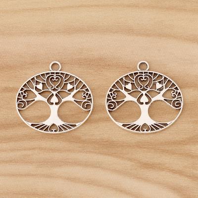 China TRENDY Tibetan Silver Cavity Tree Filigree Life Double Sided Pendants Charm For Jewelry Making Accessories for sale