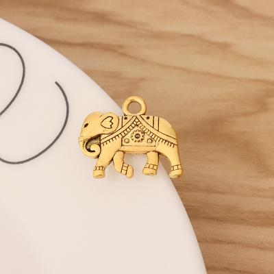 China TRENDY Antique Golden Lucky Elephant Charms Pendants Beads Double Sided For Jewelry Making Findings 19x16mm for sale