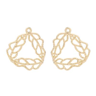 China TRENDY Gold Tone Hollow Filigree Triangle Charms Pendants For DIY Earring Jewelry Making Accessories 26x22mm for sale