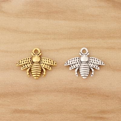 China TRENDY Antique Gold / Silver Color Bumble Bee Insect Charms Pendants Beads For DIY Jewelry Making Findings 17x13mm for sale