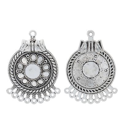 China Popular Antique Silver Earring Chandelier Connector Links Charms Pendants Jewelry Findings Accessories 54x36mm for sale