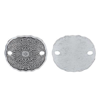 China Popular Antique Silver Oval Disc Connectors Charms Pendants For Bracelet Jewelry Making Findings Accessories for sale