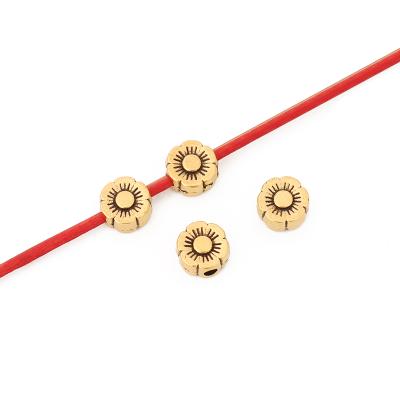 China Popular Antique Gold Flower Spacer Beads Charms For DIY Bracelet Jewelry Making Accessories 6mm for sale