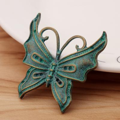 China FASHIONABLE Verdigris Large Antique Bronze Patina Butterfly Charms Pendants For Jewelry Making Findings Accessories for sale