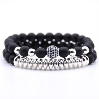 China Hiphop 2 High Quality Armbands Set, CZ Bead Micro Pave Bead Bracelet Set Wholesale (MB-0801) for sale