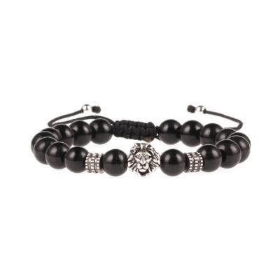 China Black Beads Handmade Lion Accessories Fashion CLASSIC Men's Key Bracelet (MB18047) for sale