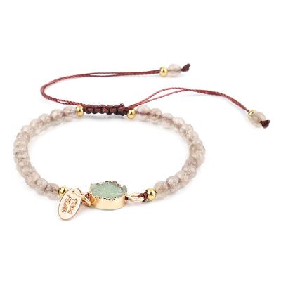 China FASHIONABLE Mini Energy Gem Stone Faceted Bead Bracelets With Gold Plated Spacers for sale