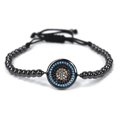 China FASHIONABLE High Quality Handmade Round Evil Eyes Beaded Bracelet 4mm Small Copper Beads Turkish Eye Bracelet (MA18217) for sale