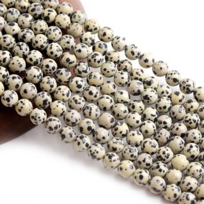 China New Arrivals Stone High Quality Natural Dalmatian Jasper Stone Round Beads For Jewelry Making (AB1954) for sale