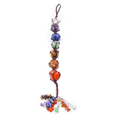 China Europe 7 Chakras Stones Healing Crystals Wall Hanger Tumbled Gemstones Meditation Ornament Window Ornament Wedding Hanging Souvenir for sale